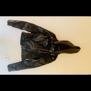 Free People Vegan Leather Jacket w/detachable hood